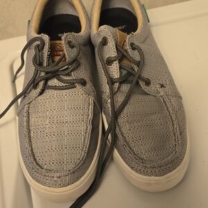 Hooey Grey Canvas Womens Boat Shoes with White Sole